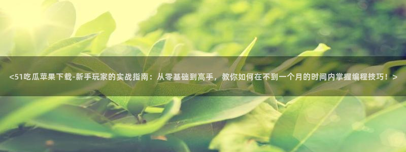 51国产吃瓜在线今日吃瓜:<51吃瓜苹果下载-新手玩家的实战指南:从零基础到高手,教你如何在不到一个月的时间内掌握编程技
